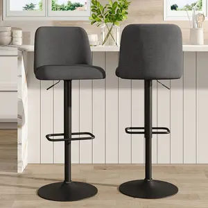 Neshay Swivel Upholstered Adjustable Height Counter Stool with Metal Frame (Set of 2) Grey