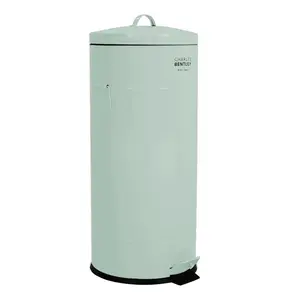 Retro Steel Step On Rubbish Bin - 30L Green