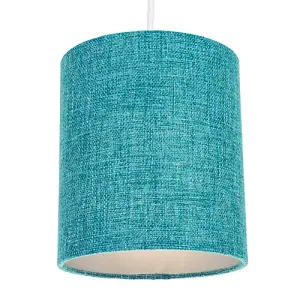 Contemporary and Sleek Teal Linen Fabric 6 Cylindrical Lamp Shade 60w Maximum