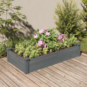 Berkfield Garden Raised Bed with Liner Grey 120x60x25 cm Solid Wood Fir