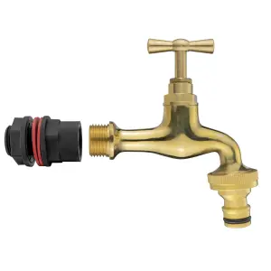 water butt/rain barrel adaptor +antique style brass tap(requires a 21mm hole)