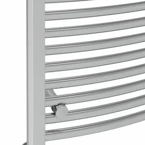 Rinse Bathrooms Electric Heated Towel Rail Curved Chrome Thermostatic Bathroom Towel Radiator with Timer - 1600x500mm