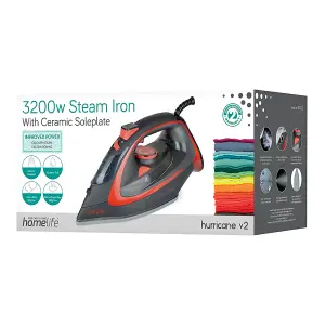 HomeLife 'Hurricane v2' 3200w Steam Iron - Ceramic Soleplate