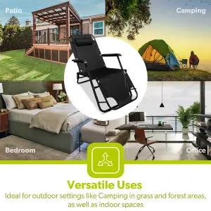 ROYALFORD Folding Camping Chair for Adults, Portable Reclining Camp Chair Adjustable Backrest with Neck Support for Garden, patio