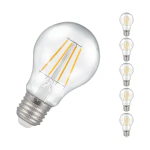 Crompton Lamps LED GLS 7W E27 Filament (5 Pack) Cool White Clear (60W Eqv)