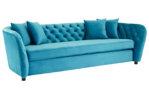 Interiors by Premier Riva Cyan Velvet 3 Seat Sofa