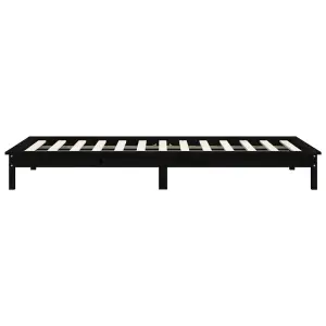 Berkfield Bed Frame Black 90x190 cm Single Solid Wood Pine