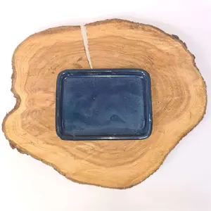 18cm Glazed Drip Tray - Rectangle - Blue