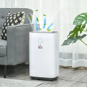 HOMCOM 16L/Day Portable Quiet Dehumidifier for Home, Electric Air De-Humidifier