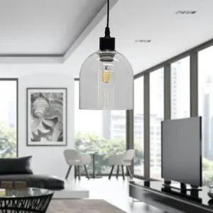 First Choice Lighting Belten Clear Glass Cloche Easy Fit Pendant Shade