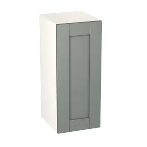 GoodHome Alpinia Matt green wood effect Matt Green Painted Wood Effect Shaker Wall Kitchen cabinet (W) 300mm (H)720mm