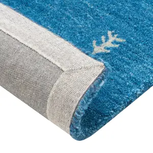 Wool Gabbeh Area Rug 160 x 230 cm Blue CALTI