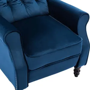 Althorpe Wing Back Fireside Recliner Velvet Occasional Armchair Sofa Chair (Midnight Blue, Velvet)