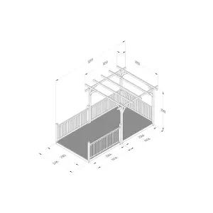 Forest Garden Natural Rectangular Pergola & decking kit, x4 Post x4 Balustrade (H) 2.5m x (W) 5.2m