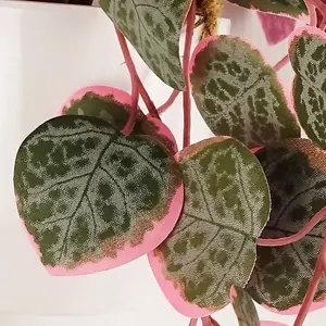 90cm Artificial Potted Hanging Trailing Pink Plant - String of Hearts