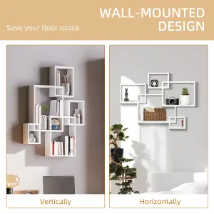 HOMCOM Floating Shelves, Interlocking Cube Shelves for Decoration, White