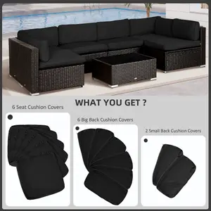 Outsunny Garden Rattan Sofa Set Polyester Cover Replacement No Cushion Black