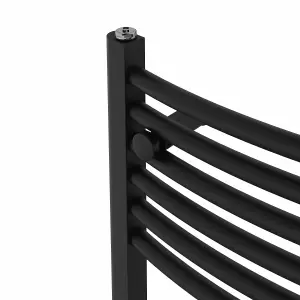 Rinse Bathrooms Electric Heated Towel Rail Curved Black Bathroom Towel Radiator 1800x500mm - 800W