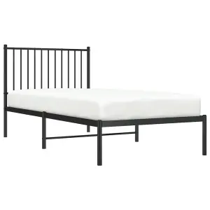 Berkfield Metal Bed Frame with Headboard Black 90x190 cm 3FT Single