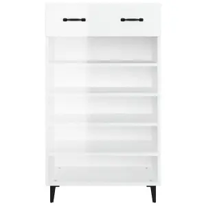 Berkfield Shoe Cabinet High Gloss White 60x35x105 cm Engineered Wood