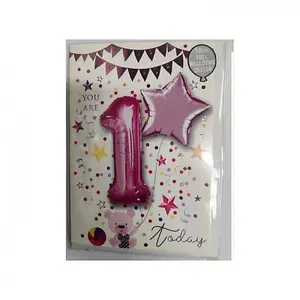 Sensations You Are 1 Today Star Foil Balloon (Pack of 2) Pink (One Size)