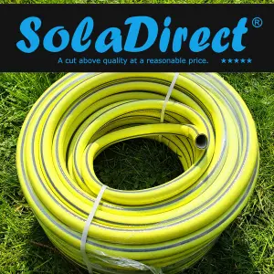 Garden Hose Pipe, 25 m / 82 ft Long, Reinforced 4 Layer Non-Toxic 1/2" Watering Irrigation Hosepipe, Phthalate Free (Yellow)