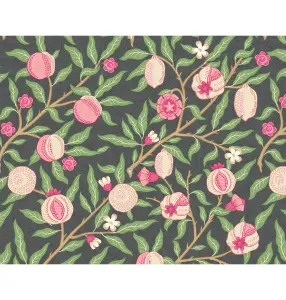 Origin Murals Fruit And Foliage - Black and Rose Pink Matt Smooth Paste the Wall Mural 300cm wide x 240cm high