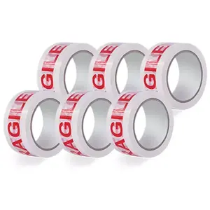 3 Rolls 50mm x 66m Printed Fragile Tape Easy Tear Water Resistant Perfect For Sealing Packages