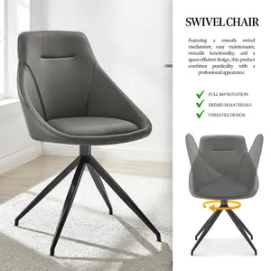 Lisbon Faux Leather Office Swivel Chair - Grey