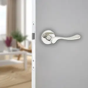 URBNLIVING 118mm Length 8 Pcs Berkshire Metal & Polished Nickel Rose Lever Latch Door Handle Set