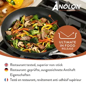 Anolon Nouvelle Luxe Black Round Aluminium Induction Suitable Non-Stick Open Skillet Frying Pan 30cm