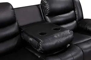 Roma 5 Seater Leather Recliner Corner Sofa Set Black