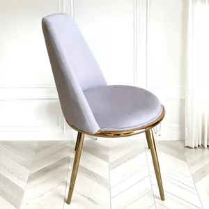 6x Riviera Grey Luxury Velvet Dining Chairs With Gold Legs