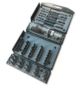 Lumberjack 52 Piece Impact Screwdriver Ratchet Bit Set Includes Plastic Carry Case