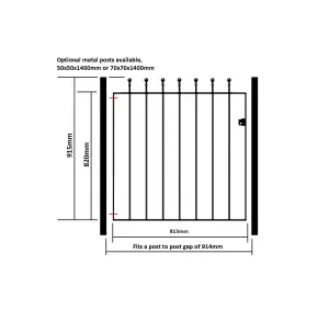 MANA Ball Top Metal Garden Gate 914mm GAP x 915mm High MAZP05/3