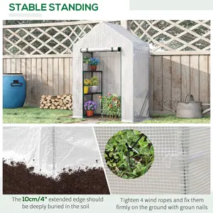 Outsunny Greenhouse for Outdoor, Portable Gardening Plant Grow House with Shelf 143L x 73W