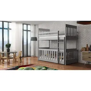 Laskowski Single (3') Standard Bunk Bed and Mattress Grey / Right Ladder