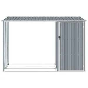 Peace Garden Firewood Shed 245x98x159 cm Galvanised Steel Grey