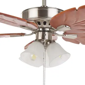 Ceiling Fan with Light Silver with Light Wood GILA