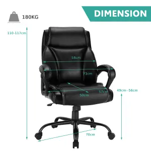 Costway Big & Tall Office Chair Ergonomic Leather Computer Chair w/ Rocking Backrest