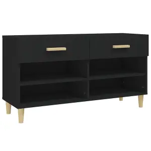 Berkfield Shoe Cabinet Black 102x35x55 cm Engineered Wood