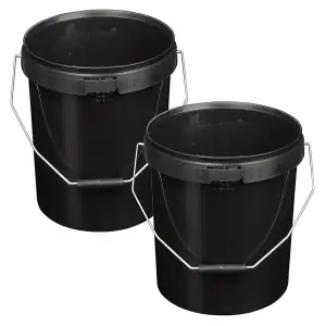 1 x Strong Heavy Duty 25L Black Multi-Purpose Plastic Storage Buckets With Lid & Handle