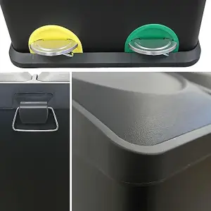 Evre Recycling Bin with Lids for Kitchen / 40 Litre Capacity / 2 Compartments Waste Separation (40L (20L+20L))