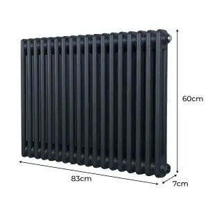 Traditional 2 Column Radiator - 600 x 832 mm - Anthracite