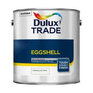 Dulux Trade Diamond Pure brilliant white Eggshell Metal & wood paint, 2.5L