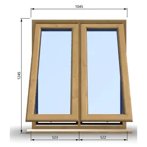 1045mm (W) x 1245mm (H) Wooden Stormproof Window - 2 Opening Windows (Opening from Bottom) - Toughened Safety Glass