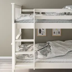 Carra White Wooden Single Bunk Bed With Memory Foam Mattresses