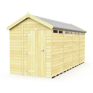 7 x 16 Feet Apex Security Shed - Single Door - Wood - L472 x W214 x H217 cm