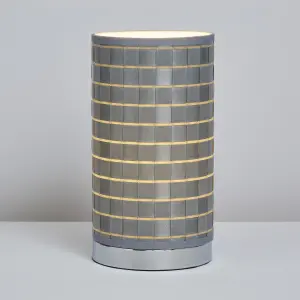 Inlight Hektor Woven Cylinder Polished silver effect Table lamp