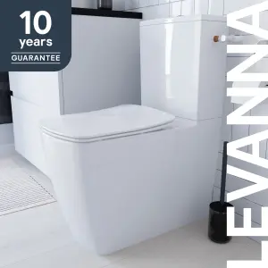 GoodHome Levanna White Close-coupled Square Toilet & cistern with Soft close seat & Close coupled cistern